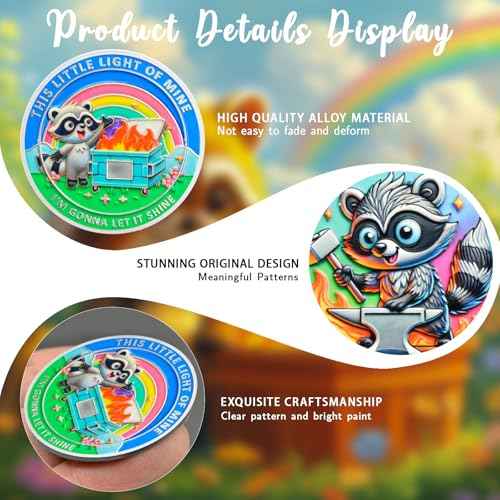 CHURYUML 5Pcs This Little Light of Mine Dumpster Fire Coin Set - Funny Dumpster Fire Gifts, Hilarious Novelty Pocket Token Inspirational Office Gifts for Coworkers Colleagues Staff Women Men
