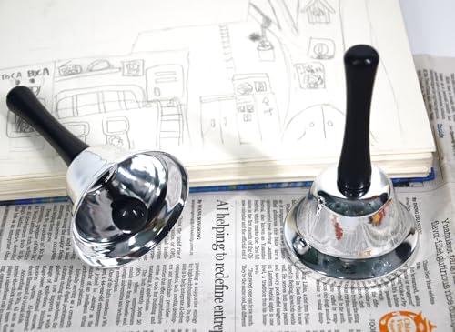OceeK Silver Hand Bell 1 Pack - Loud Call Bell for Nurse Classroom Dinner