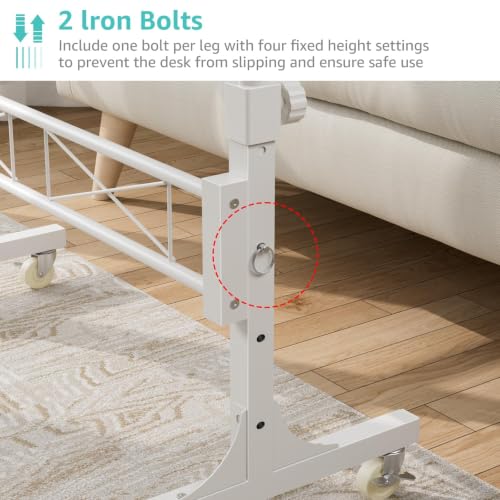 WINAZ 31.5-inch White Adjustable Mobile Standing Desk with Wheels - Treadmill Compatible Home Office Workstation