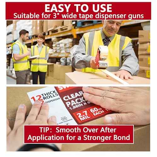 SWRT 2.7Mil Thick Ultra Clear Packing Tape, 36 Rolls Heavy Duty Packaging Tape for Shipping Packaging Moving Mailing, Thicker Sealing Tape-1.88" x 60 Yards Per Roll, 2160 Total Yards