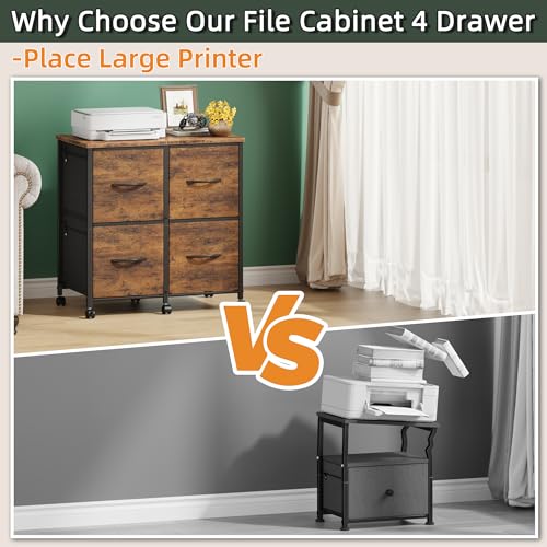 HIGDBFE Rustic Brown 23'' 4-Drawer Lateral File Cabinet with Mobile Casters