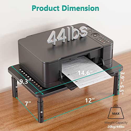 WALI Adjustable Monitor Stand for Desk - Black Metal 14 in, Supports 44 lbs