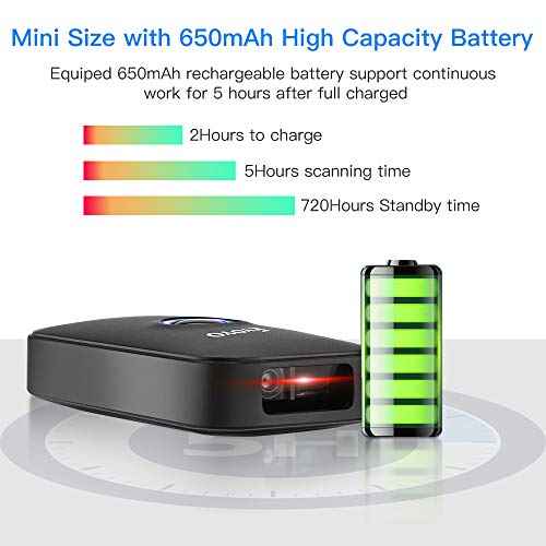 Eyoyo Mini Bluetooth Barcode Scanner: Portable Wireless & USB Wired 1D Bar Code Reader for Book Library Inventory - Fast CCD Screen Scanning Compatible with iPad, iPhone, Android Phones, Tablets PC