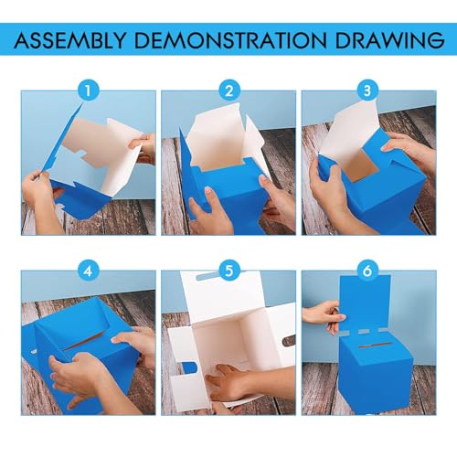 Blue 24 Pack Raffle Boxes with Slot - 6x6x6 Inch Cardboard Suggestion & Voting Box
