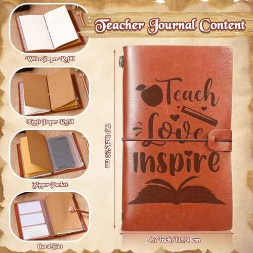 14 Pcs Teacher Appreciation Gifts Bulk Teacher PU Leather Journal Teacher Gifts Writing Notebook for Teacher's Day Graduation Gifts, 14 Styles