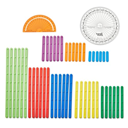 hand2mind AngLegs Starter Set with 2 Protractors - Math Geometry Manipulatives
