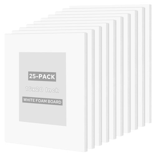 Golden State Art 25 Pack 16x20 Foam Boards 1/8 Inch Thickness White Foam Poster Boards for Presentation Signage Sheet for School Crafts Office Art Projects