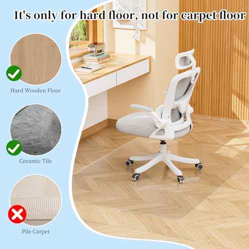 Tonaus Chair Mat for Hard Floor Office Chair Mat Desks Mats Large 48"¡¿36" (3'x4'),Transparent Clear PVC Floor Protector for Wooden Floors Home Office Study