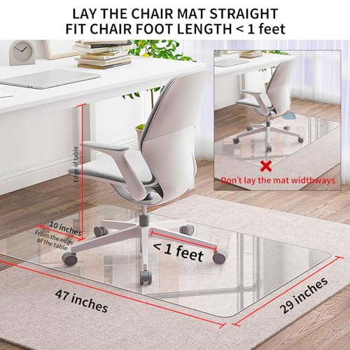 2 Pack Office Chair Mat for Carpet 47" x 29", Chair Floor Mat 1/7" Thick 10 Pounds Heavy Duty, Hard Desk Chair Mat for Carpeted Floors (47 * 29 inches-2PCS)