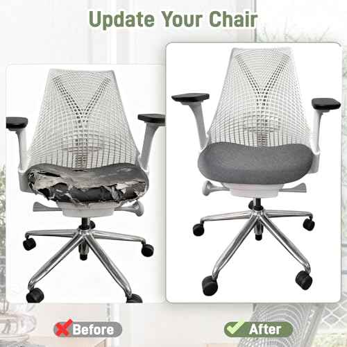 Cotton Linen Chair Seat Covers for Herman Miller Sayl Office Chair - Dust and Stain Resistant, for Sayl Office Chair Seat Cover (Gray)