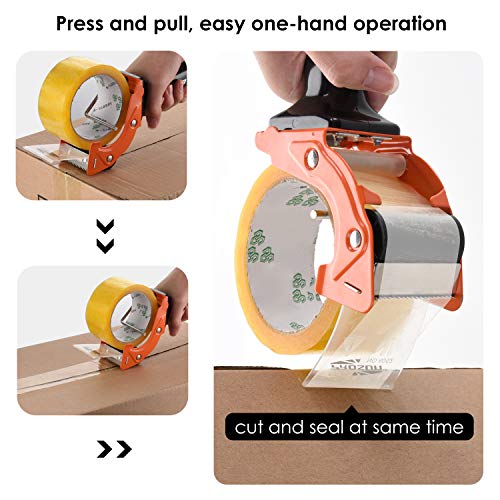 PROSUN Fast Reload 2 Inch Tape Dispenser - Orange, Dual Rollers, Extra Blade