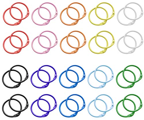 HoAoOo 50Pack 1 1/5 inch Binder Rings for Key Chains - Open Card Rings, Loose Leaf & Card Clips