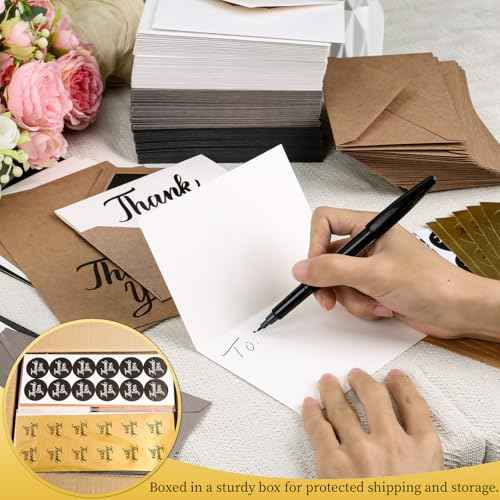 600 PCS Thank You Cards with Envelopes & Matching Stickers, Thank You Notes Bulk 4x6 Inch Minimalistic Design for Business, Baby Shower, Wedding, Small Business, Graduation, Bridal Shower, Funeral,Mixed