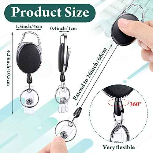 Honoson 50 Pcs Heavy Duty Retractable Badge Reels Batch ID Badge Holder Retractable Clip Bulk Key Holder with Ring for Office Worker Employee, Doctor Nurse Gifts (Black)