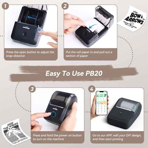 PeriPage 2 Inch Label Maker Machine, Bluethooth Portable Thermal Label Printer for Small Business,Clothing, Logo, Sticker Printer for Phones & PC£¨Grey£©