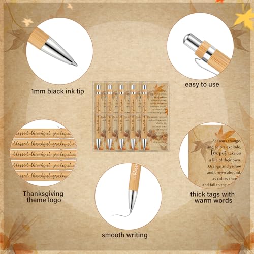Epakh 100 Sets Thanksgiving Gifts Bulk, Fall Pens with Greeting Cards, Fall Party Favors for Adults, Friendsgiving Party Favors, Thanksgiving Gifts for Coworker, Teacher, Employee, Office (Retro)