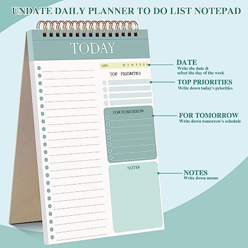 Thboxes 2 Pack Undated A5 To Do List Notepads with Protective Cover - Green & Purple Nature