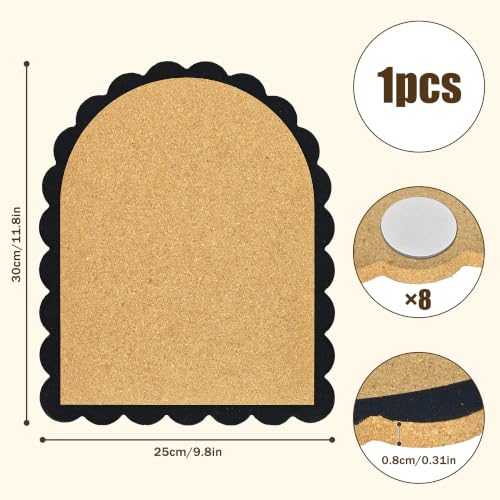 SHASHIDI 9.8x11.8 Inch Scalloped Arch Cork Board Decorative Pin Board for Photos & Notes