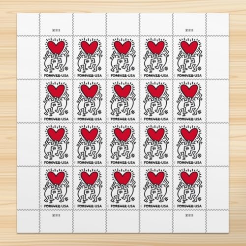 US Postal Service Love 2025 Forever Stamps Sheet of 20 - Keith Haring Design