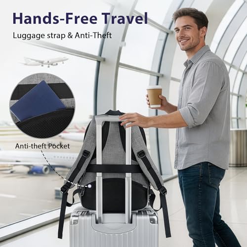 Grey 17 Inch TSA Approved Travel Laptop Backpack for Men & Women