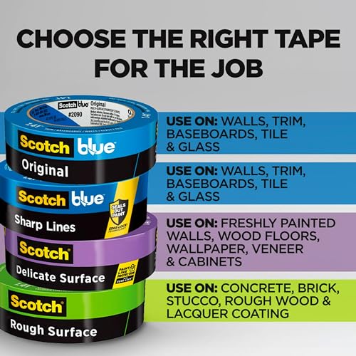ScotchBlue Original Multi-Surface Painter's Tape, 1.88 Inches x 60 Yards, 4 Rolls, Blue, Paint Tape Protects Surfaces and Removes Easily, Multi-Surface Painting Tape for Indoor and Outdoor Use