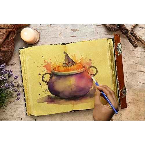 SH SHIFAA HANDICRAFT Hocus Pocus Book of Spells Hocus Pocus Spell Book Prop Hocus Pocus Halloween Decorations Decor Leather Journal Writing Book of Shadow Hocus Pocus Gifts for Men and Women (13X10)