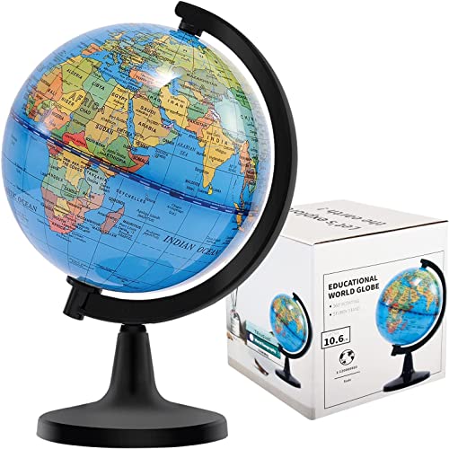 Wizdar 4 Inch Kids World Globe Educational Desktop Globe - Portable & Rotatable
