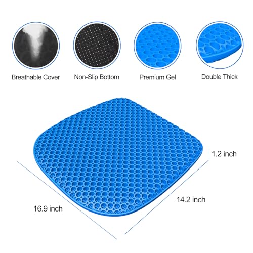 TONINT Gel Seat Cushion Medium, 17x15x1.2 in – Large, washable cover, anti-slip