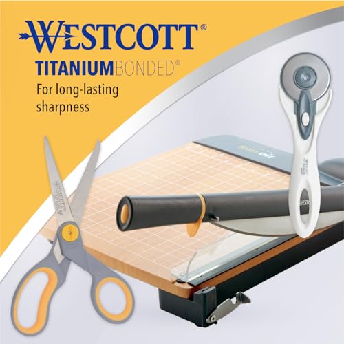 Westcott 8-Inch Titanium Bonded Scissors with Adjustable Glide – 1-Pack, Gray/Yellow