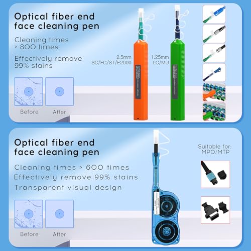BAOSHLA 14-in-1 Fiber Optic Cleaning Kit with Microscope & Connector Tools