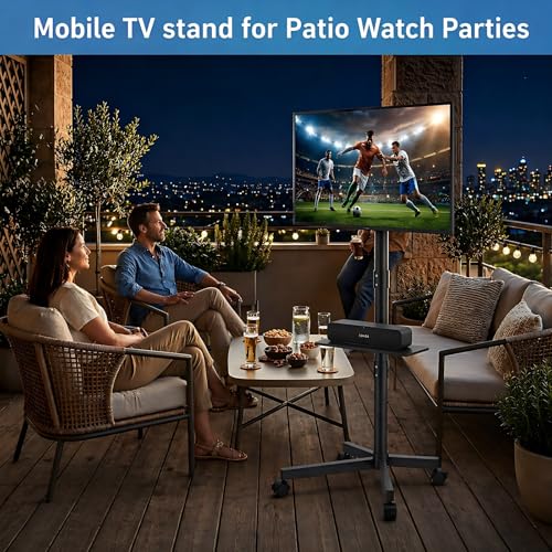 Rolling TV Stand for 14-55 inch TVs with Wheels, Height Tilt, 66 lb Max – TONOS