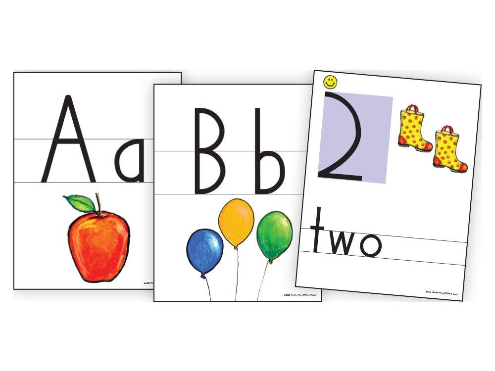Learning Without Tears,Color Print & Number Cards, Age 5+, Kindergarten+, Handwriting Without Tears, 8.5"x11" Color Alphabet Cards, Letters & Pictures, School & Home