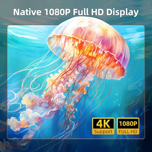 Mini Projector, Portable Projector 4K Support, Full HD 1080P Outdoor Projector, 270¡Æ Rotation Movie Projector, Compatible with Smartphone, TV Stick, Laptop, PS4, HDMI, USB (No WiFi or Bluetooth)