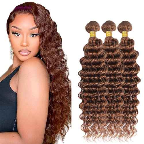 #30 Brown Bundles Human Hair Water Wave Bundles 16 16 16 Inch Light Brown Water Wave Bundle Unprocessed Brazilian Virgin Weave Hair 3 Bundle 50 Gram Per Bundle