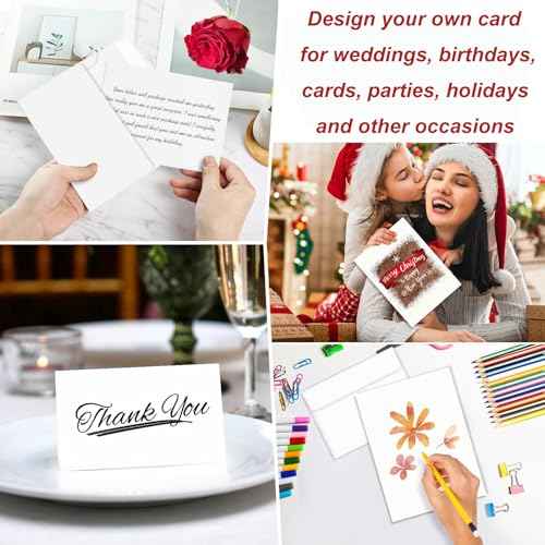 Blank Cards and Envelopes 4x6, 25 Pack White Invitation Cardstock with Envelopes Self-Seal, Blank Greeting Cards for DIY, Invitations, Wedding, Photos