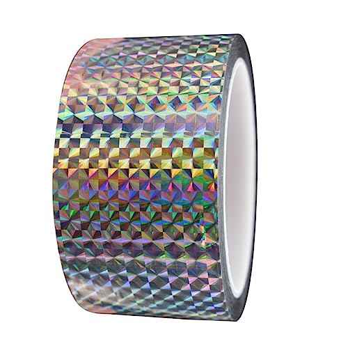 Self-Adhesive Holographic Reflective Tape Prism Tape Holographic Reflective Tape for Keep Birds Away, Craft Projects, DIY Art, Home, Daily Use (Silver, 2 Inch x 55 Yard)