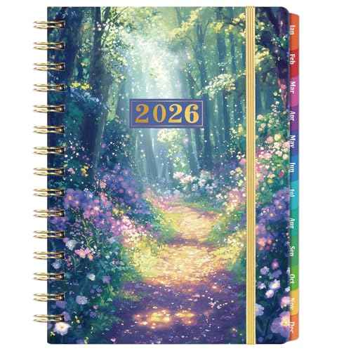 2026 Planner - Planner 2026 Weekly and Monthly from Jan.2026 - Dec.2026, 8.5'' X 6.4'', Weekly Monthly Planners 12 Month with Colorful Tabs, Back Pocket - Forest Path