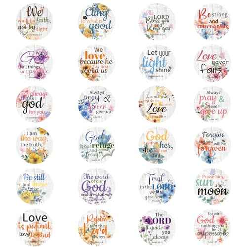 600 Pcs Bible Verse Stickers, 24 Styles Floral Scripture Stickers Christian Religious Inspirational Decals for Crafts Cards Envelope Seals and Christian Party,1.5 Inch