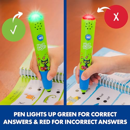 Educational Insights Hot Dots Pete The Cat Kindergarten Reading & Math Workbook - Kindergarten Workbooks with Interactive Pen, Homeschool Learning Books, Build Early Reading & Math Skills, Ages 5+