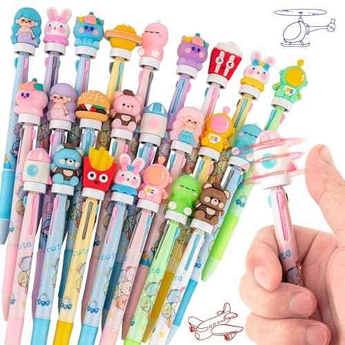 24 Fidget Spinner Multicolor Pen in One 3-in-1 | Fun Cute Pens for Kids & Adults | Stress Relief Rotating Pen 0.5mm | Perfect for School, Office, Home, Birthday Gifts