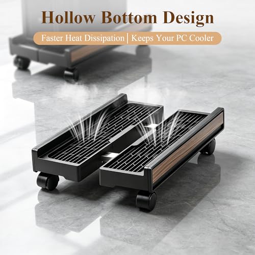 DoonTyxiad Adjustable PC Tower Cart with Wheels - Mobile Desktop Stand for Desktop Towers