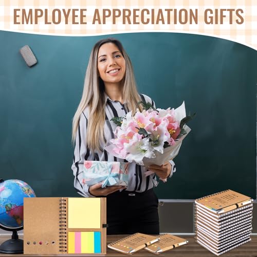 20 Sets Employee Appreciation Gifts Bulk Team Gifts Inspirational Spiral Notebook Journal with Sticky Notes Motivational Bamboo Pens for Coworker Nurse Teacher Office Staff Volunteer Thank You Gifts