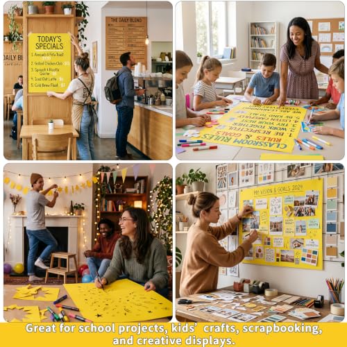 Yellow Poster Board 22x28 inches - Heavyweight 250 GSM Bulk Pack of 50 Sheets