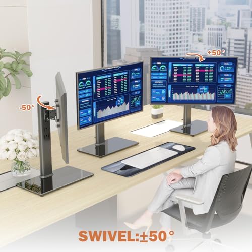 Hemudu Black Adjustable LCD Monitor Stand Mount for 13-32 Inch Screens, VESA Holder with Swivel & Height Adjustment