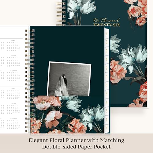Blue Sky Life Note It 2026 Weekly and Monthly Planner Notes, January 2026 - December 2026, 5.875" x 8.625", Clear Pocket Cover, Durable Twin Wire Binding, Storage Pocket, 50 Perforated Notes Sheets, Dania Dark