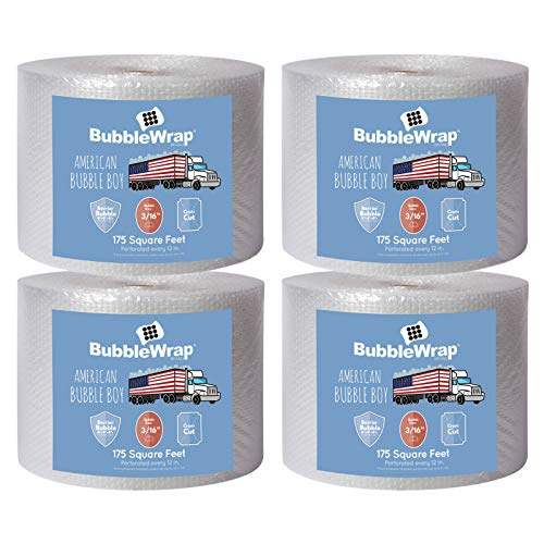 American Bubble Boy 700' Bubble Wrap - Heavy Duty Small Bubbles 3/16, Perforated Every 12", Bulk Packing for Moving & Shipping - Includes 4 Rolls