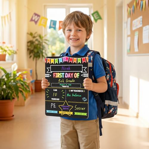 WALGLASS D-Style 11x14 Back to School Chalkboard Sign - Double-Sided First & Last Day Keepsake