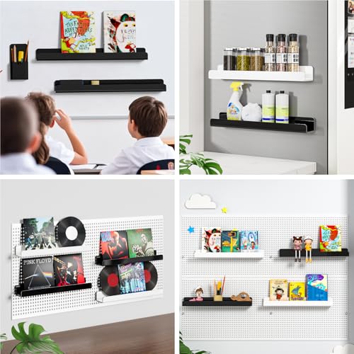 Black Magnetic Shelf with Pen Holder for Whiteboards - FUCDTEFC