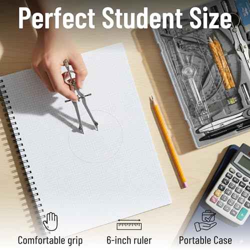 Mr. Pen Geometry Set with 6 Inch Swing Arm Protractor, Divider, Set Squares, Ruler, Compasses and Protractor, 15 Piece Set
