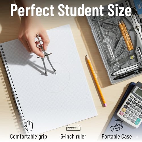 Mr. Pen Classic Slate Geometry Set with 6-Inch Swing Arm Protractor, 15 Pieces